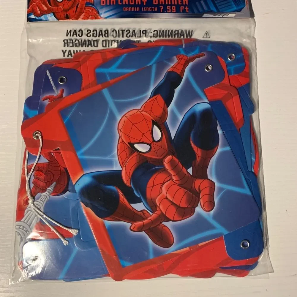 Spider-Man birthday party, masks, and birthday banner. 8 masks and 7 ft banner